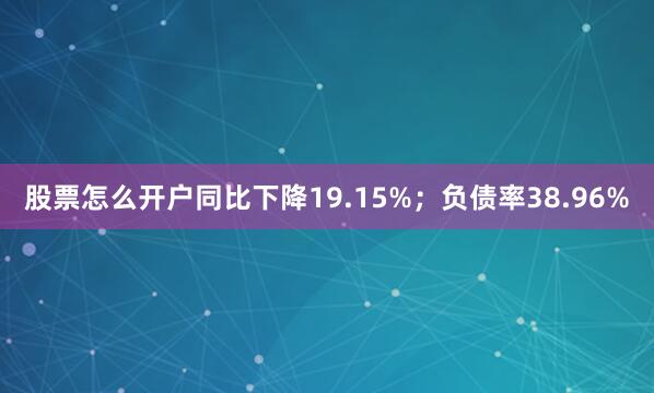 股票怎么开户同比下降19.15%；负债率38.96%